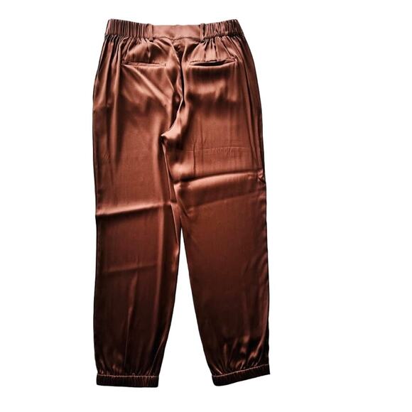 CAMI NYC Alex Pant Size Small Chocolate Brown Shiny Silk Pockets Relaxed - Picture 3 of 8